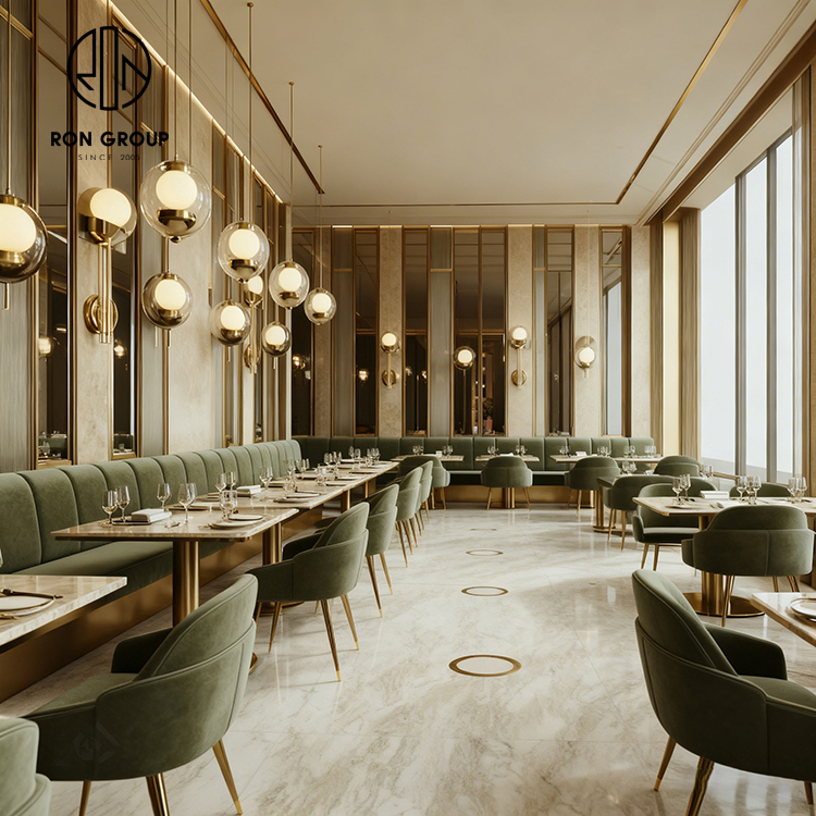 Luxury Sintered Stone and Velvet Restaurant Furniture Set