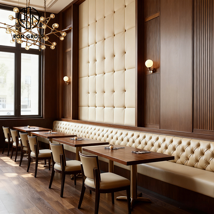 Luxury Tufted Leather Integrated Restaurant Furniture