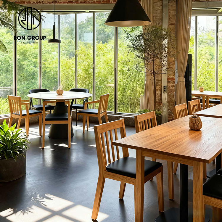 Eco-friendly Solid Wood Round Restaurant Booth Set