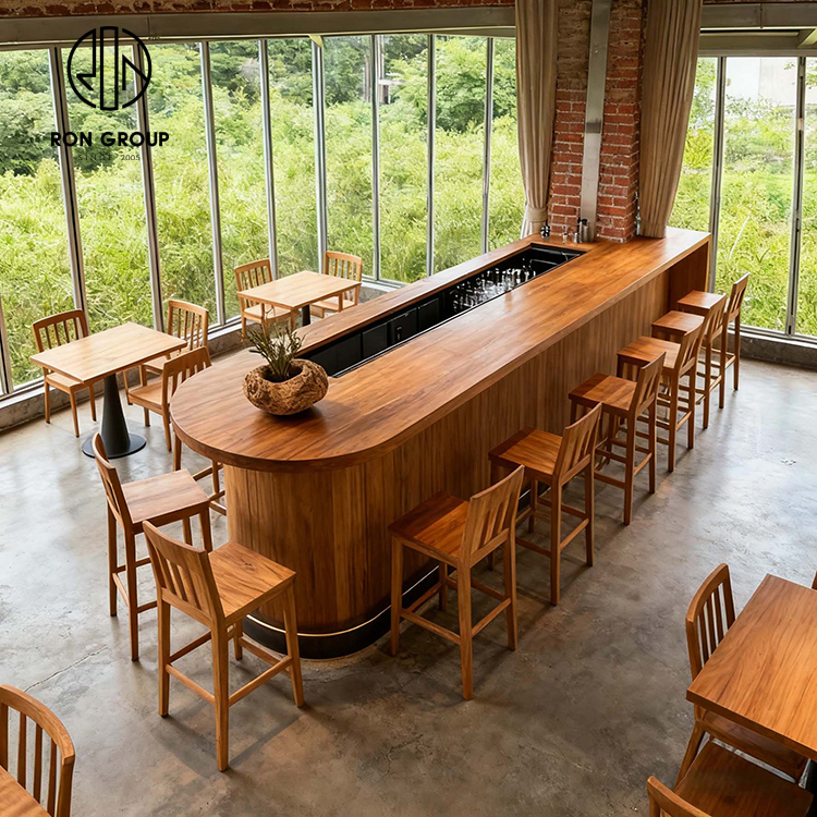 Eco-friendly Solid Wood Round Restaurant Booth Set