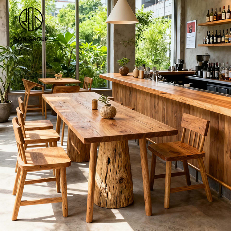 Eco-friendly Solid Wood Round Restaurant Booth Set