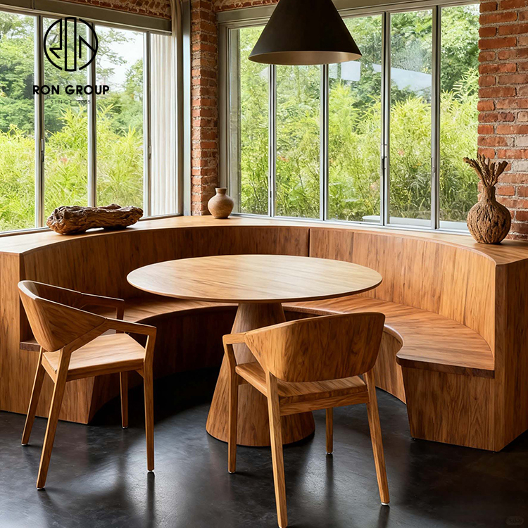 Eco-friendly Solid Wood Round Restaurant Booth Set