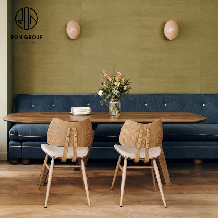 Minimalist Blue Upholstered Restaurant Furniture Set