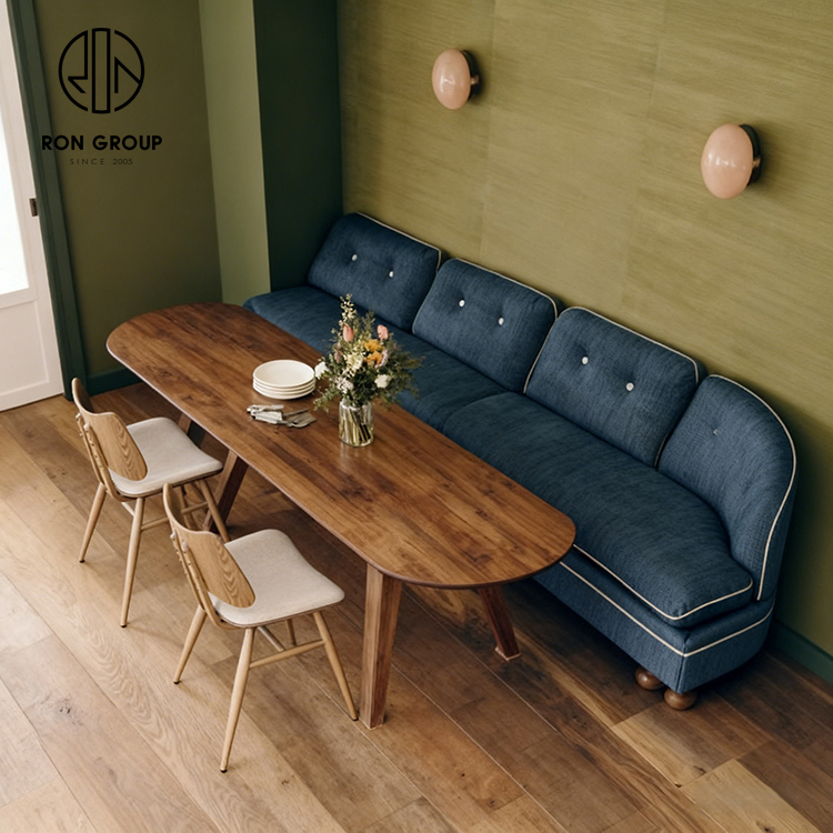 Minimalist Blue Upholstered Restaurant Furniture Set