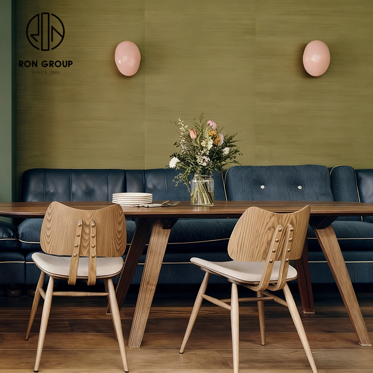 Minimalist Blue Upholstered Restaurant Furniture Set