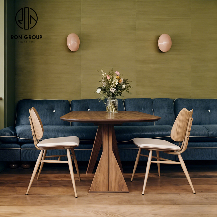 Minimalist Blue Upholstered Restaurant Furniture Set