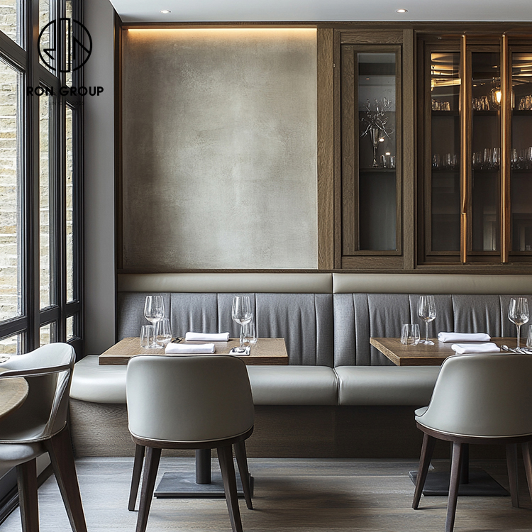 Modern Commercial Grey Wood Frame Restaurant Booth Set