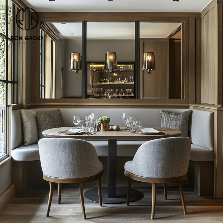 Modern Commercial Grey Wood Frame Restaurant Booth Set