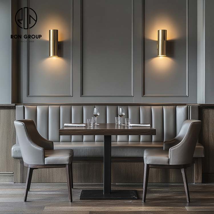 Modern Commercial Grey Wood Frame Restaurant Booth Set