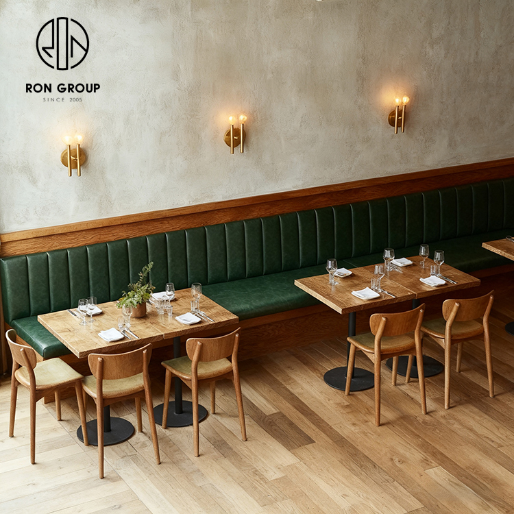 Minimalist Green Leather Integrated Restaurant Furniture Set