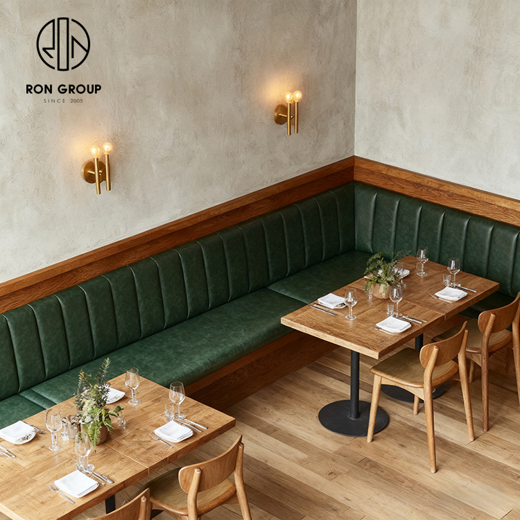 Minimalist Green Leather Integrated Restaurant Furniture Set