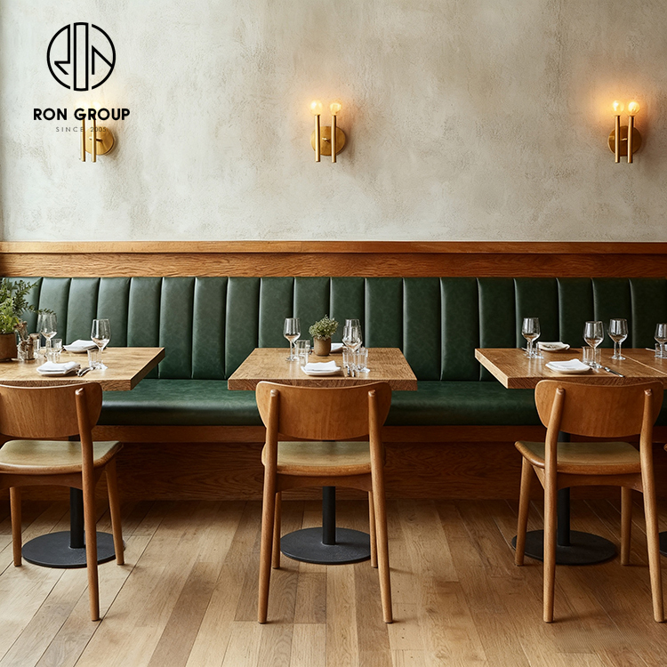 Minimalist Green Leather Integrated Restaurant Furniture Set