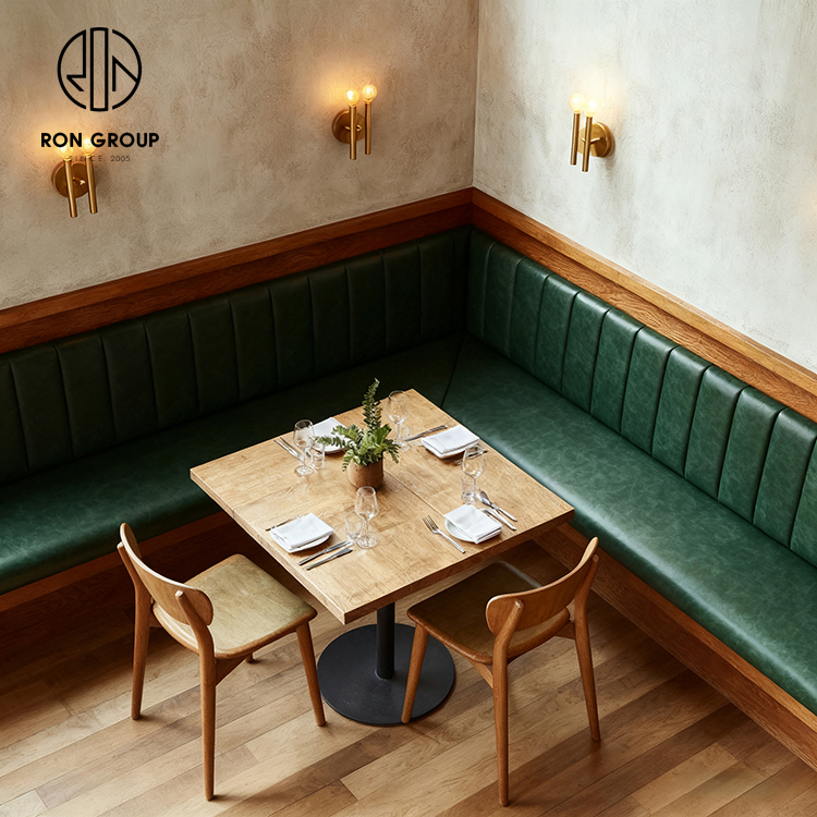 Minimalist Green Leather Integrated Restaurant Furniture Set