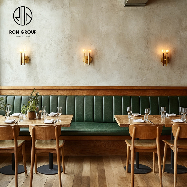 Minimalist Green Leather Integrated Restaurant Furniture Set