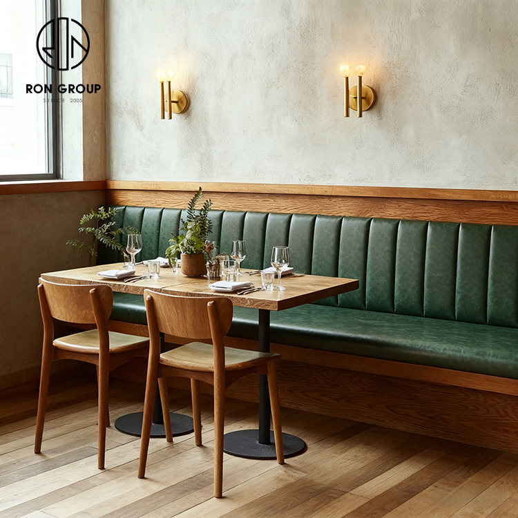 Minimalist Green Leather Integrated Restaurant Furniture Set