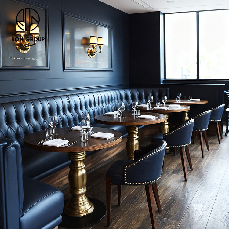 Elegant Dark Blue Circular Restaurant Booth Set