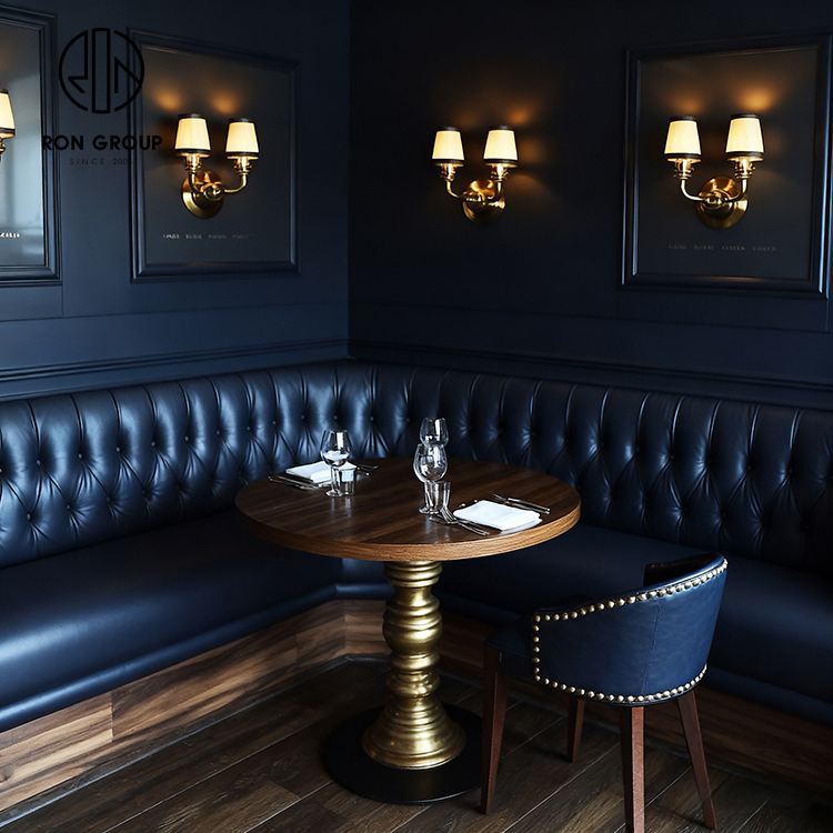 Elegant Dark Blue Circular Restaurant Booth Set