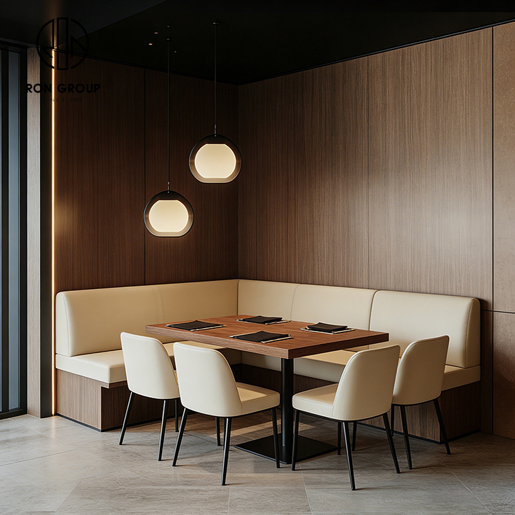 Light Luxury Cream Leather Integrated Restaurant Cafe Furniture Set