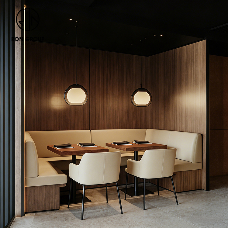 Light Luxury Cream Leather Integrated Restaurant Cafe Furniture Set