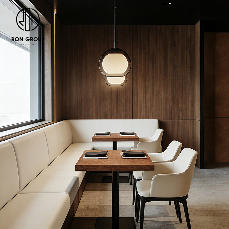 Light Luxury Cream Leather Integrated Restaurant Cafe Furniture Set