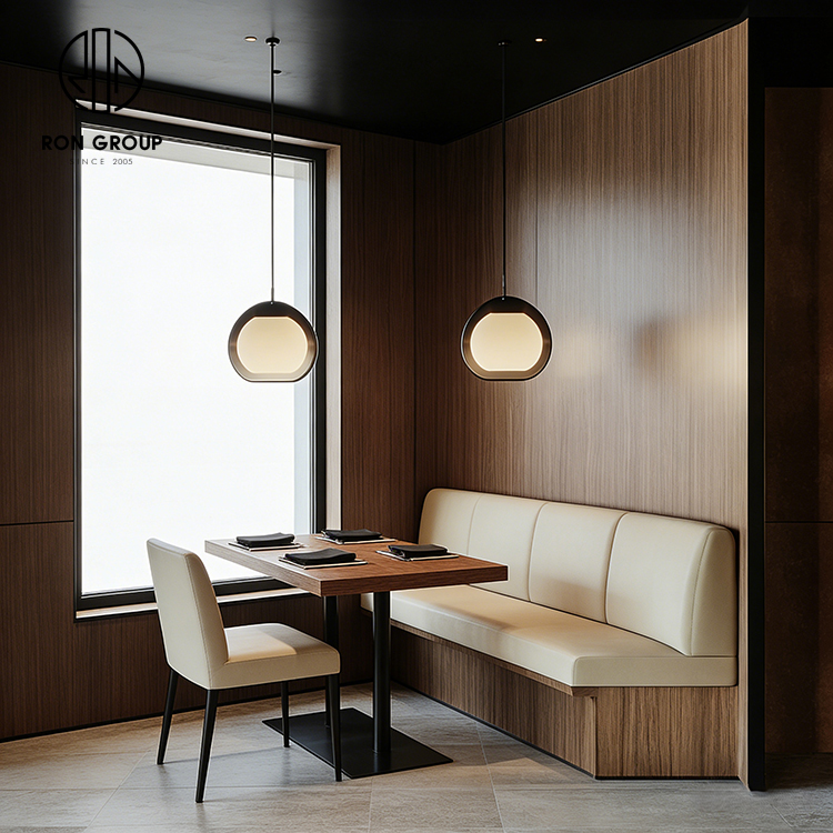 Light Luxury Cream Leather Integrated Restaurant Cafe Furniture Set
