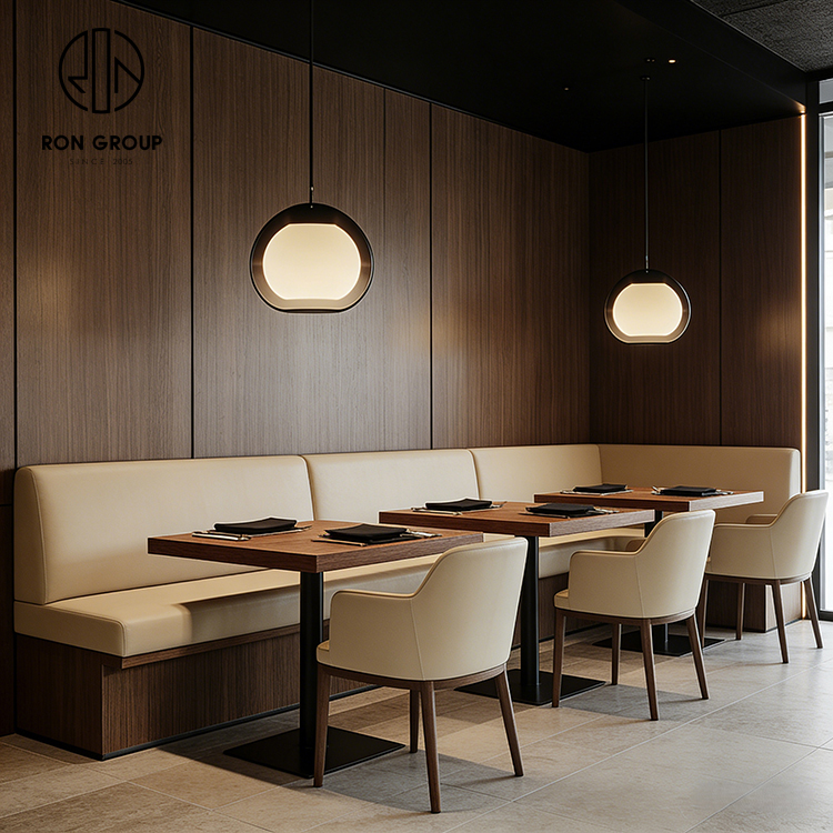 Light Luxury Cream Leather Integrated Restaurant Cafe Furniture Set
