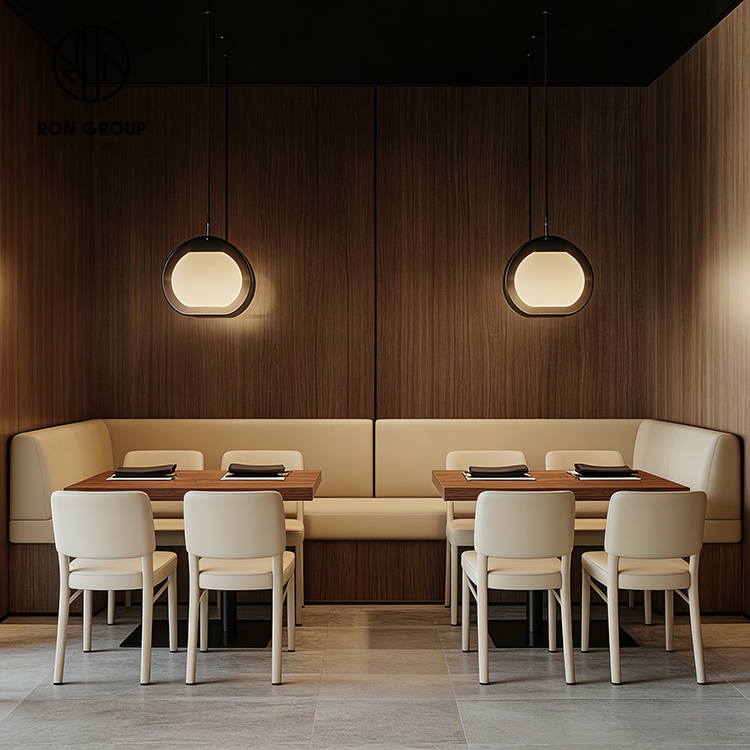 Light Luxury Cream Leather Integrated Restaurant Cafe Furniture Set
