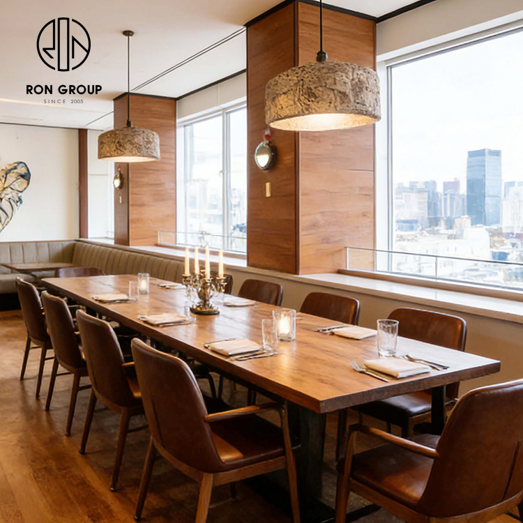 Luxury Half Circle Leather Booth and Stone Table Set
