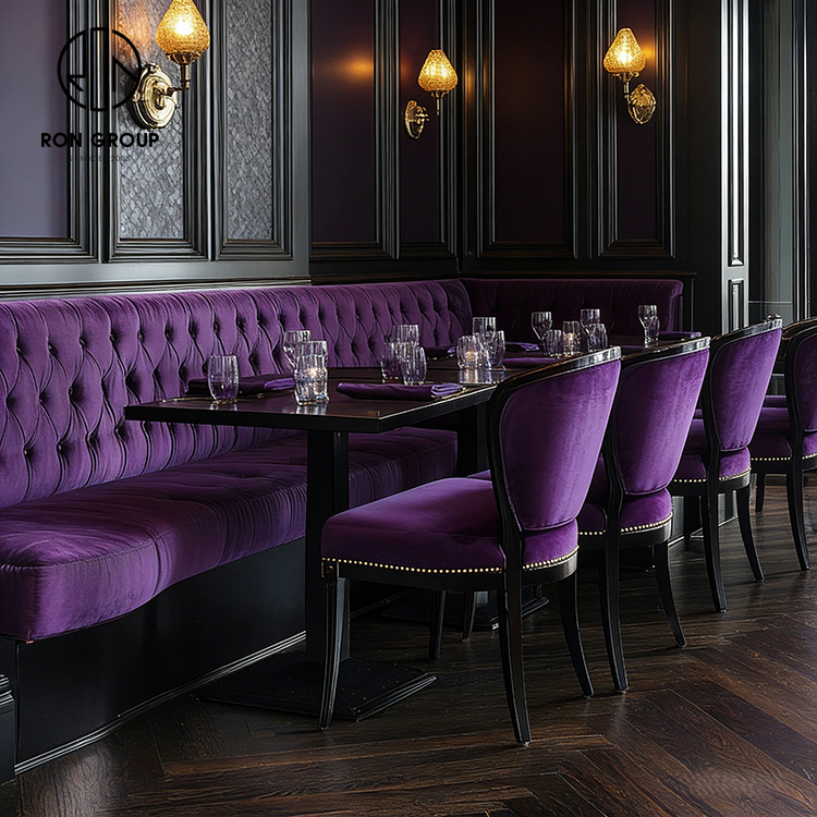 Luxury Purple Velvet Integrated Restaurant Furniture