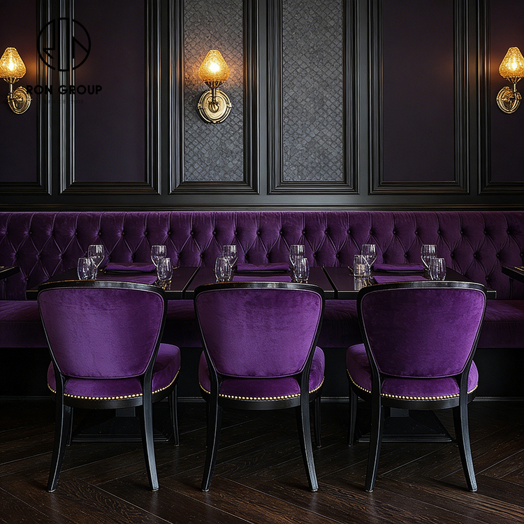 Luxury Purple Velvet Integrated Restaurant Furniture