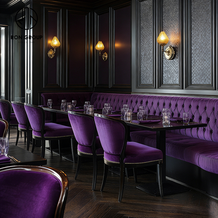Luxury Purple Velvet Integrated Restaurant Furniture