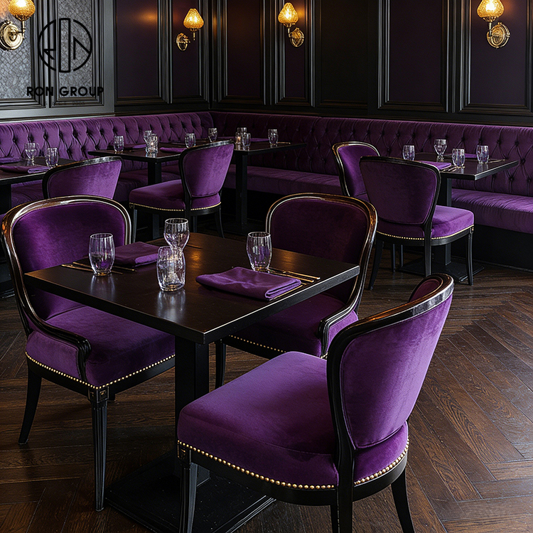 Luxury Purple Velvet Integrated Restaurant Furniture
