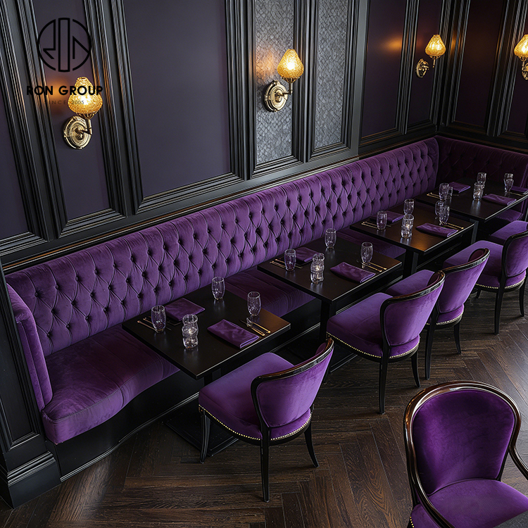 Luxury Purple Velvet Integrated Restaurant Furniture