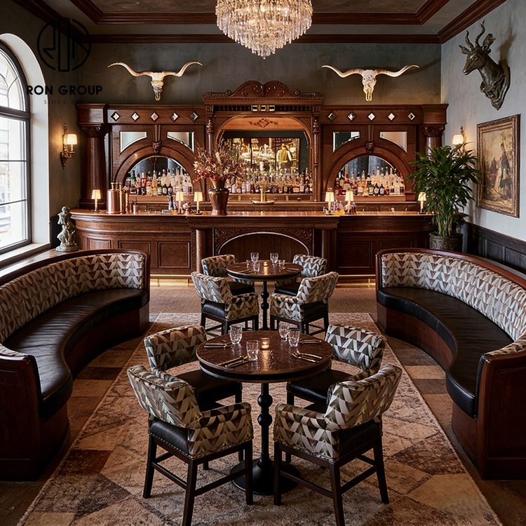 Luxury Leather Banquette Seating with High-Back Booth Design for Fine Dining