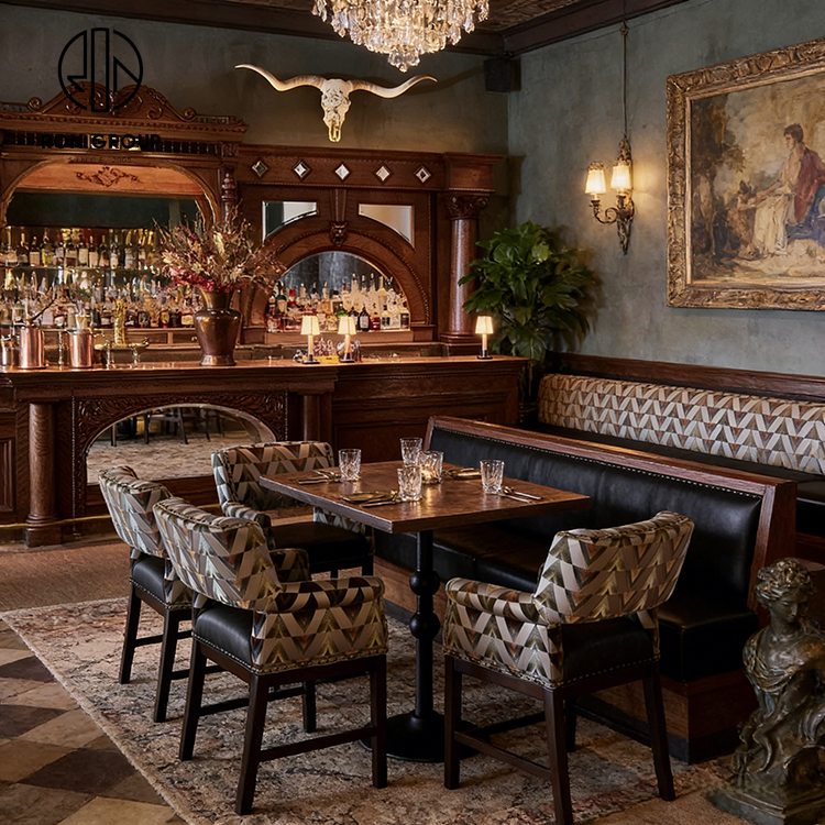 Luxury Leather Banquette Seating with High-Back Booth Design for Fine Dining