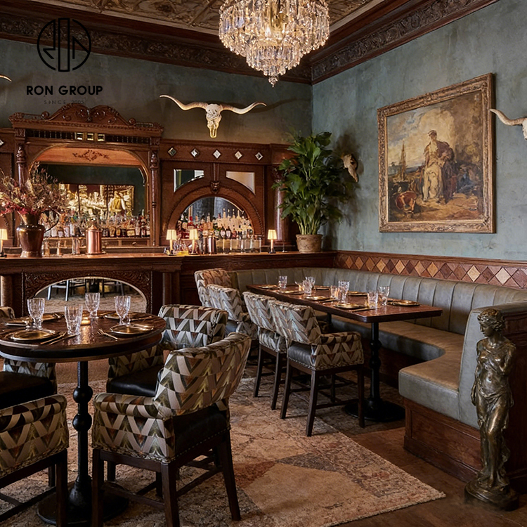 Luxury Leather Banquette Seating with High-Back Booth Design for Fine Dining