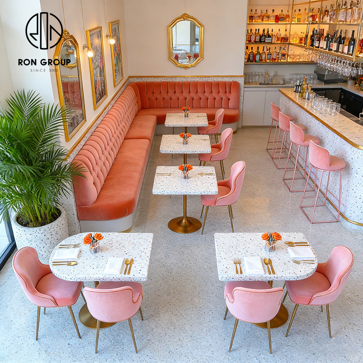 Luxury Pink Tufted Banquette Seating with Miami-Inspired Hospitality Design