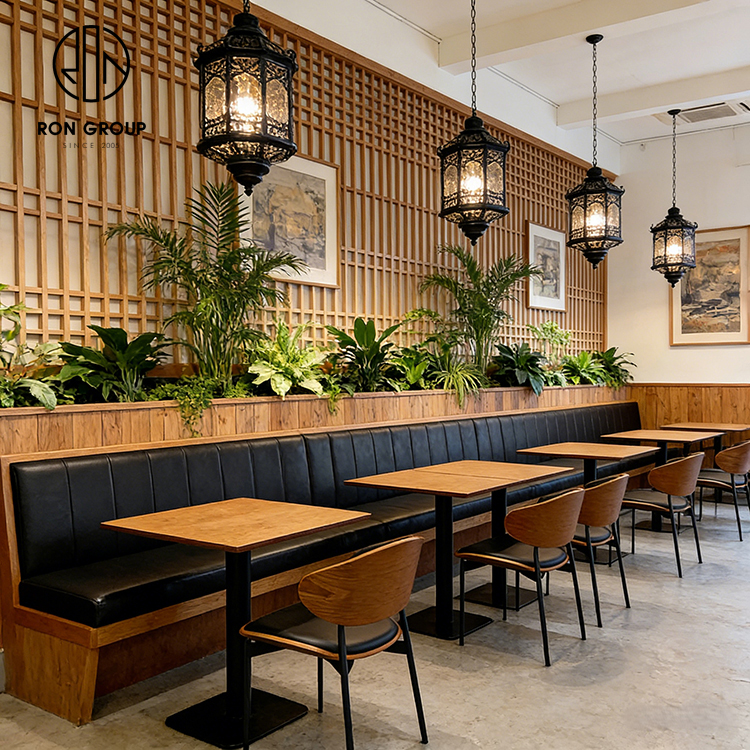 Commercial Restaurant Booth Seating with Space-Saving Bench Design