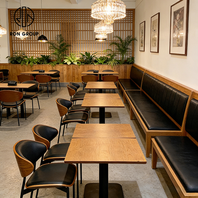 Commercial Restaurant Booth Seating with Space-Saving Bench Design