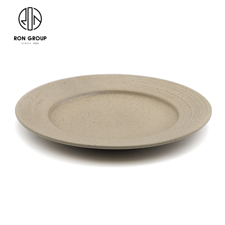 Nordic Speckled Ceramic Round Beefsteak Plate for Professional Restaurant Service