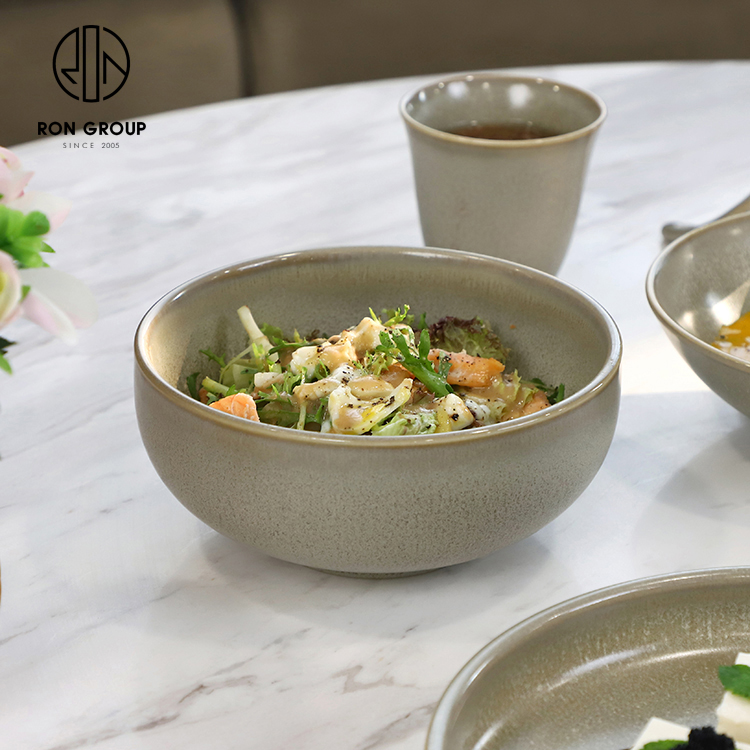 Wholesales Green Modern Matte Celadon Melamine Salad Bowl for High-Traffic Restaurant Service