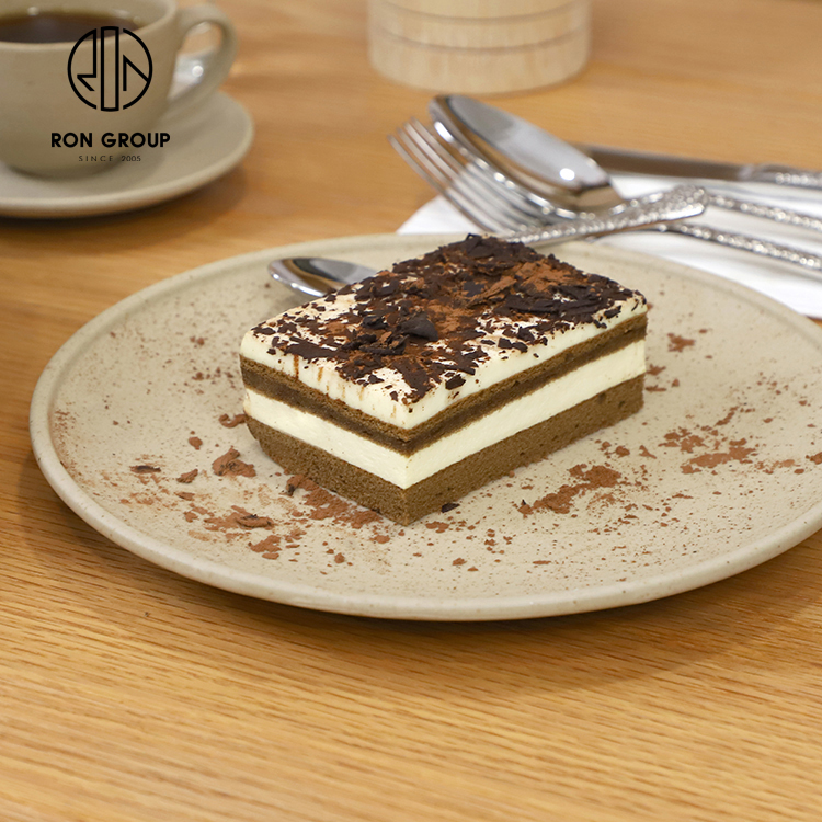 Nordic Speckled Ceramic Round Beefsteak Plate for Professional Restaurant Service