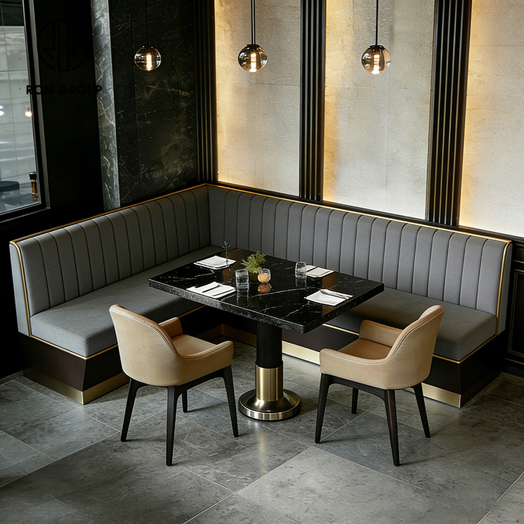 Grey Integrated Luxury Curved Restaurant Booth Set