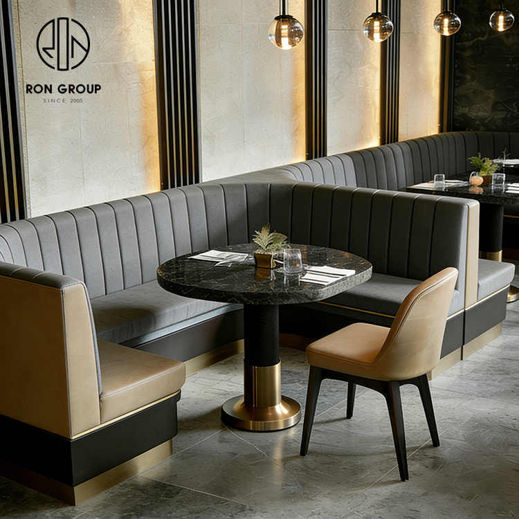 Grey Integrated Luxury Curved Restaurant Booth Set