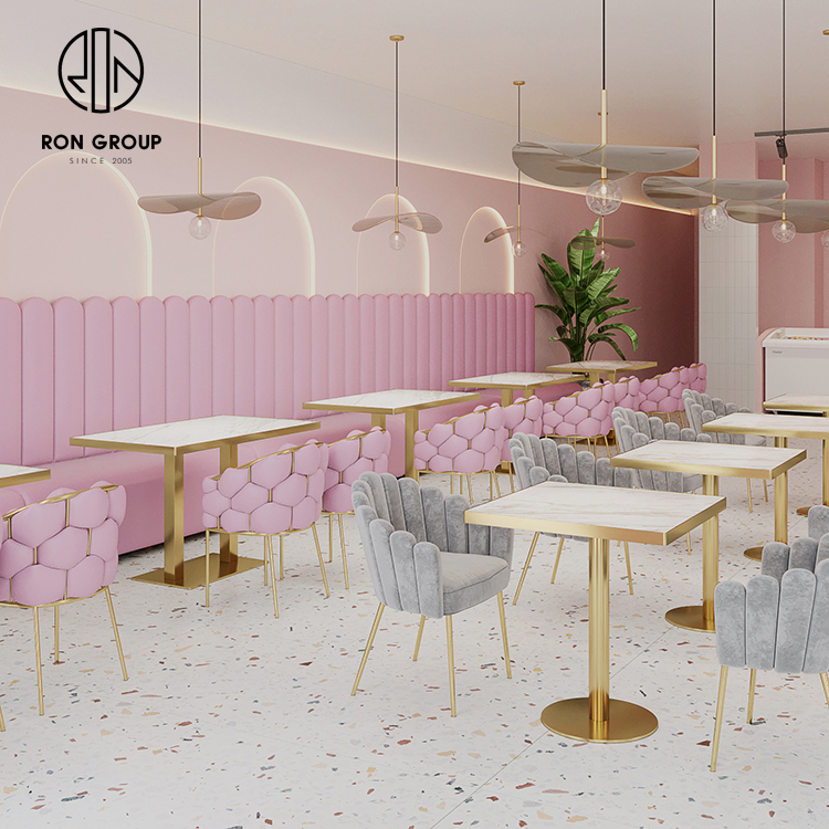 Custom Modern Café Furniture Set with PU Upholstered Seating and Slate Tables