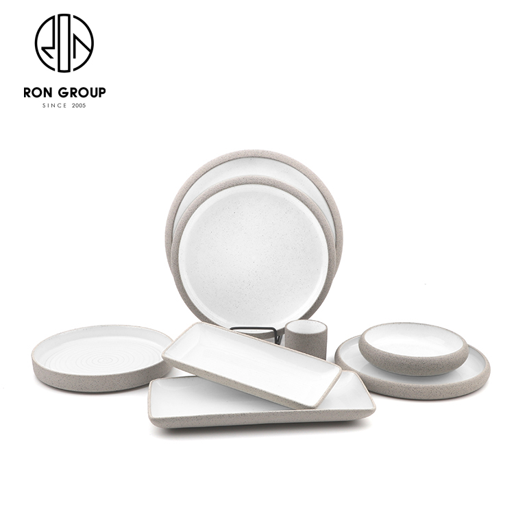 White Matte Stoneware-Style Ceramic Dinnerware Set for Hotels and Fine Dining Restaurants