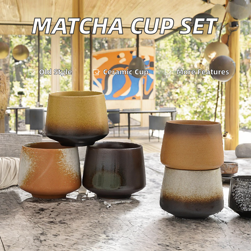 Vintage 200ml Ceramic Matcha Latte Cup - Handleless Gradient Glaze Teacup & Coffee Mug