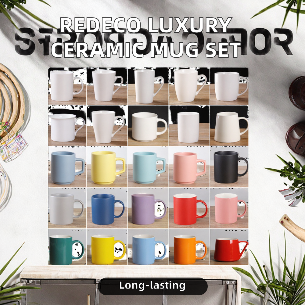 Redeco Custom Luxury Triangular Ceramic Coffee Cup & Minimalist Tray Set