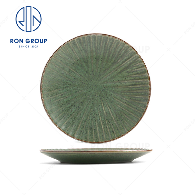 Beautifully crafted popular hotel restaurant buffet banquet high quality modern terracotta knife pattern round plate