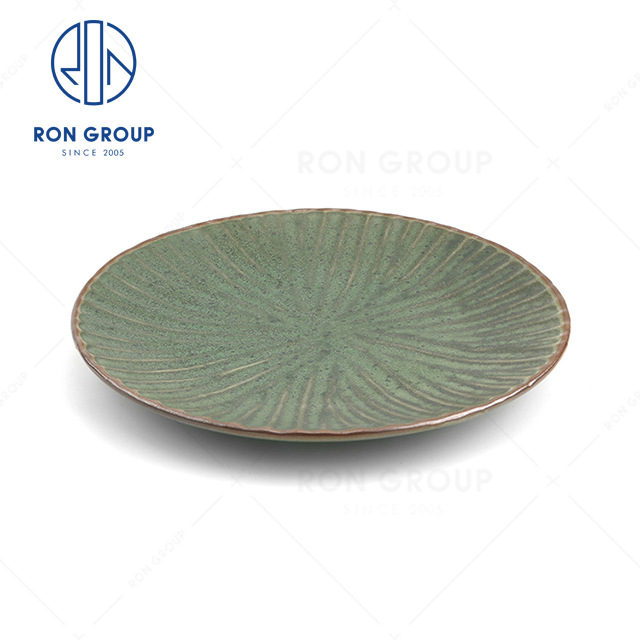 Beautifully crafted popular hotel restaurant buffet banquet high quality modern terracotta knife pattern round plate